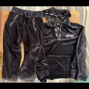 Justice black velvet track suit ORDER PENDING